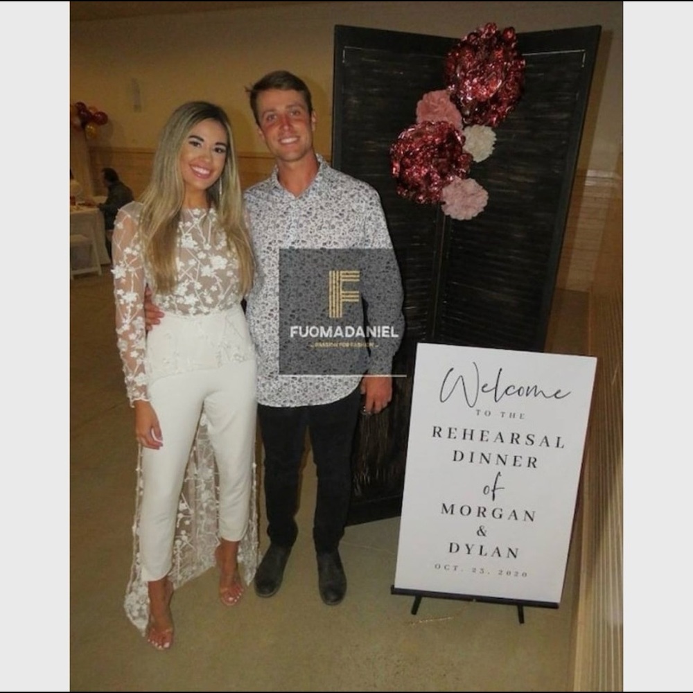Custom bridal jumpsuit with train